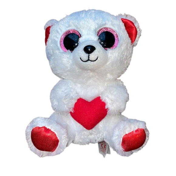 TY Beanie Boos Collection | Cuddly Bear | Valentine Heart | Retired | 8" Plush - Picture 1 of 2